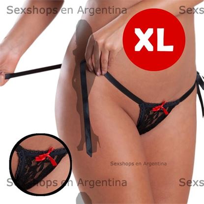 Colaless XL de encaje con cintas para atar negra